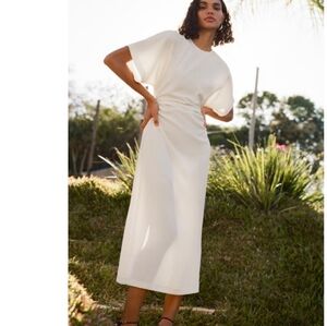 Zara Draped Fitted Midi Dress